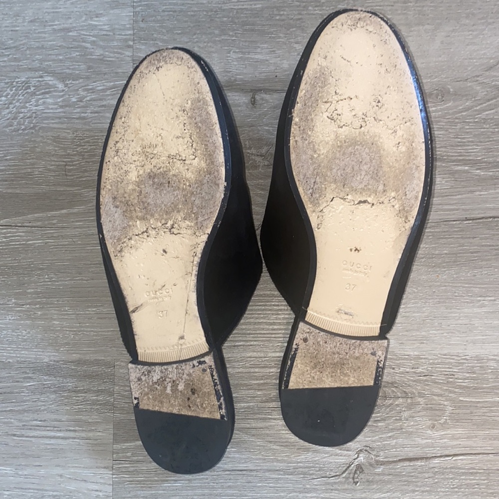 SOLD ❤️ Gucci Black Princetown Velvet Crystals Mules SZ 7 - Picture 6 of 11